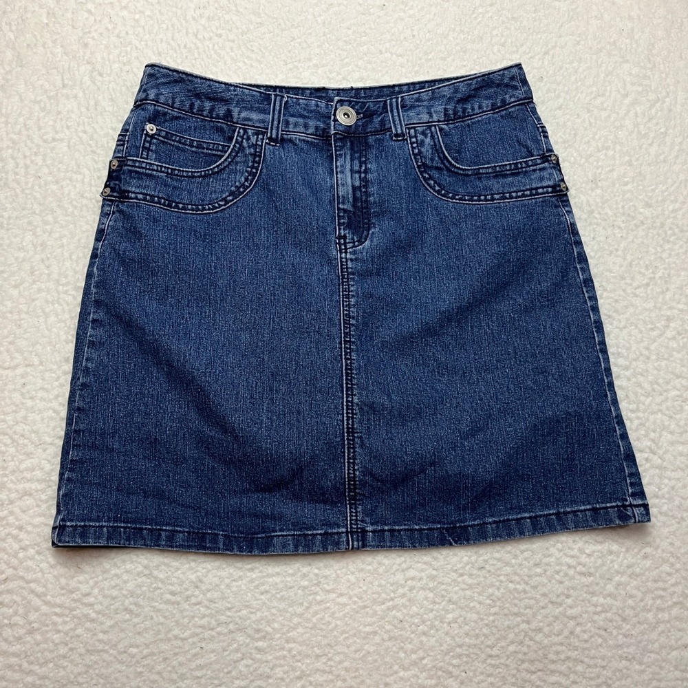 Christopher & Banks Skort Womens 8 Blue Denim M Wash Casual Mini Skirt Shorts - Picture 2 of 9